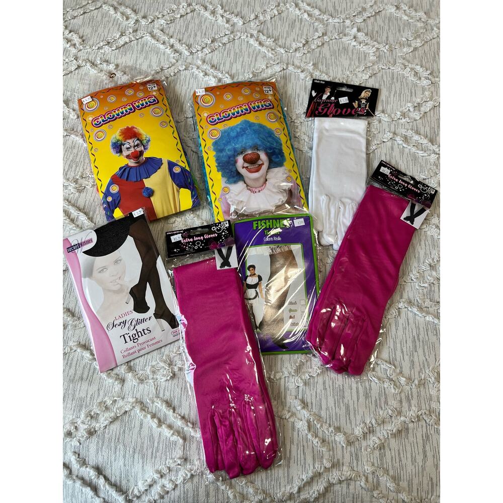 Halloween Costume Wigs Stockings Glove Cosplay Lot